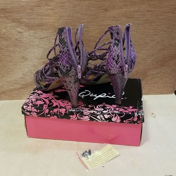 Qupid Snakeskin heels sz 10 - Picture 3 of 10